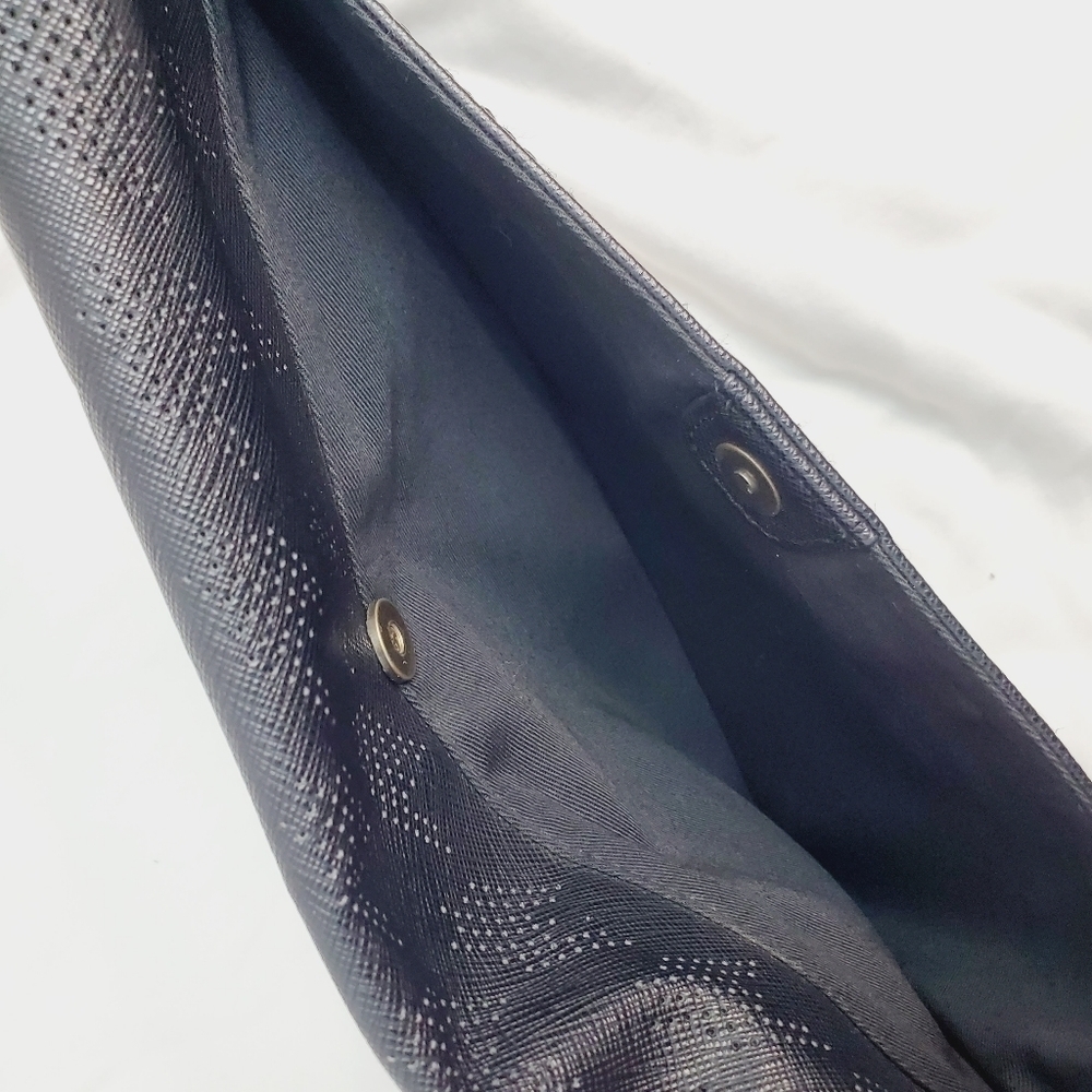 JCrew Perforated Vegan Leather Black clutch with Chain Shoulder Strap Bag Purse - Picture 12 of 13
